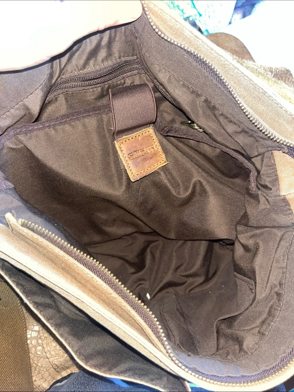 SMRITI Canvas and Leather Messenger Bag - Brown